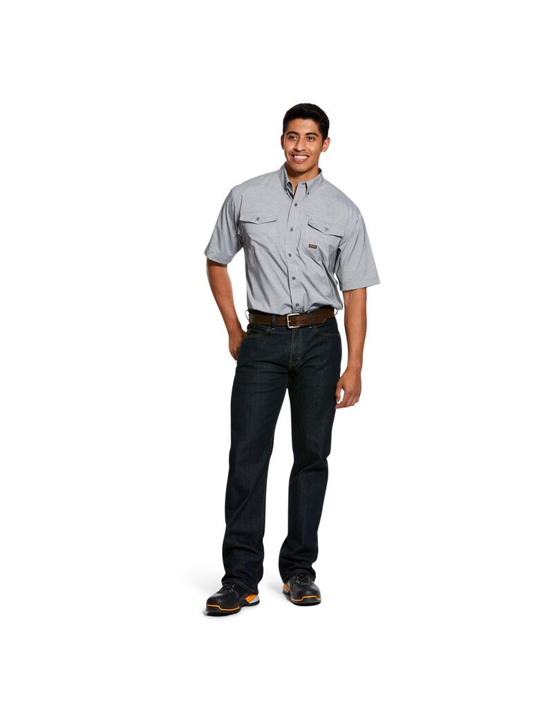 Ariat Rebar Made Tough VentTEK DuraStretch Work Shirt Charcoal Heather | CALRUD-570