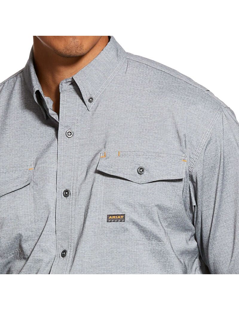 Ariat Rebar Made Tough VentTEK DuraStretch Work Shirt Charcoal Heather | CALRUD-570