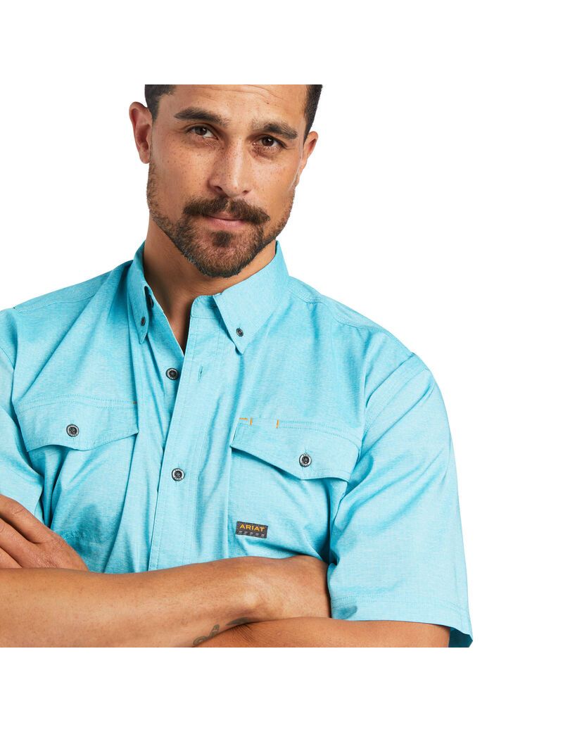 Ariat Rebar Made Tough VentTEK DuraStretch Work Shirt Carribean Heather | IYKRFL-520