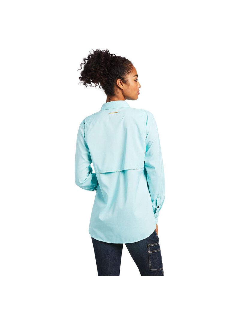 Ariat Rebar Made Tough VentTEK DuraStretch Work Shirt Aqua Sky Heather | PEWYFV-793