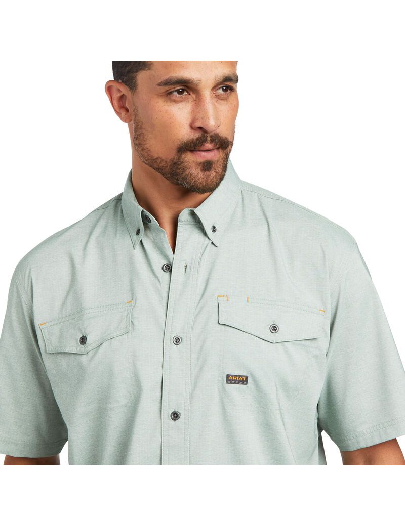 Ariat Rebar Made Tough VentTEK DuraStretch Work Shirt Green Bay Heather | QWMZLS-628