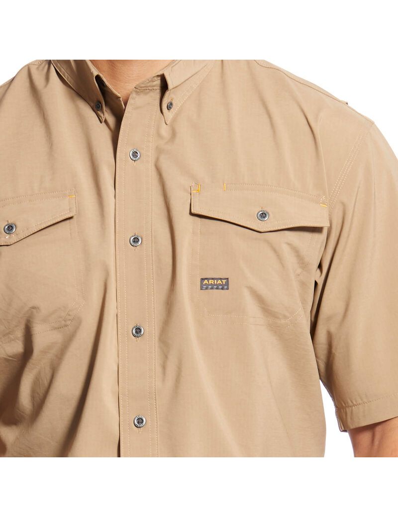 Ariat Rebar Made Tough VentTEK DuraStretch Work Shirt Khaki | YTLOMD-861