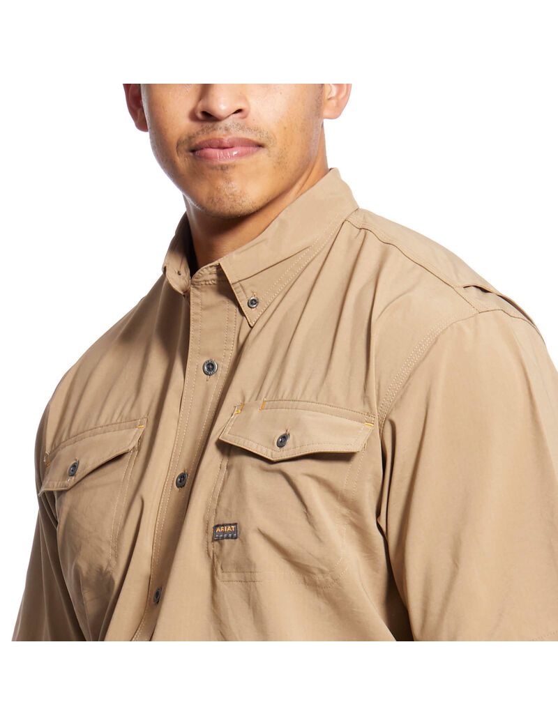 Ariat Rebar Made Tough VentTEK DuraStretch Work Shirt Khaki | YTLOMD-861