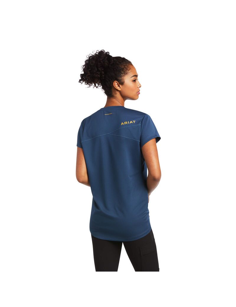 Ariat Rebar Polartec Elite All Season T-Shirt Blue Pine | MSEZIV-684