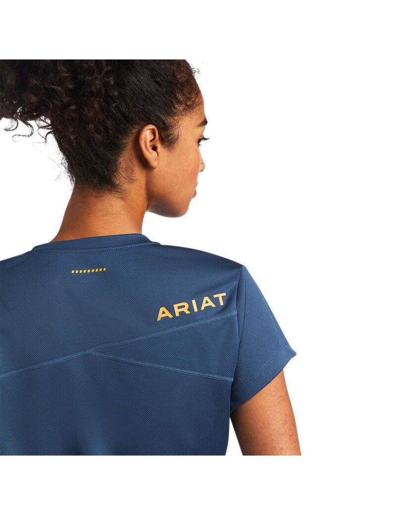 Ariat Rebar Polartec Elite All Season T-Shirt Blue Pine | MSEZIV-684