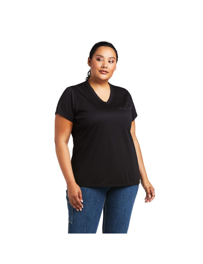 Ariat Rebar Polartec Elite All Season T-Shirt Black | ZRJUED-162