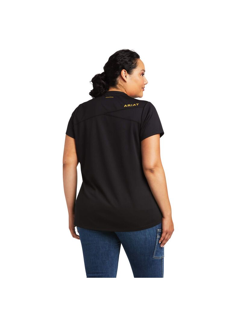 Ariat Rebar Polartec Elite All Season T-Shirt Black | ZRJUED-162