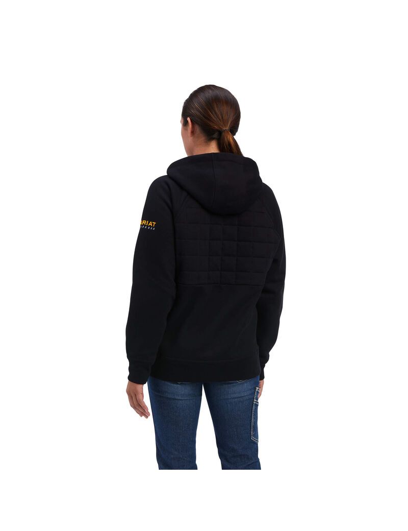 Ariat Rebar Regulator Full Zip Hoodie Black | FLKBDY-124