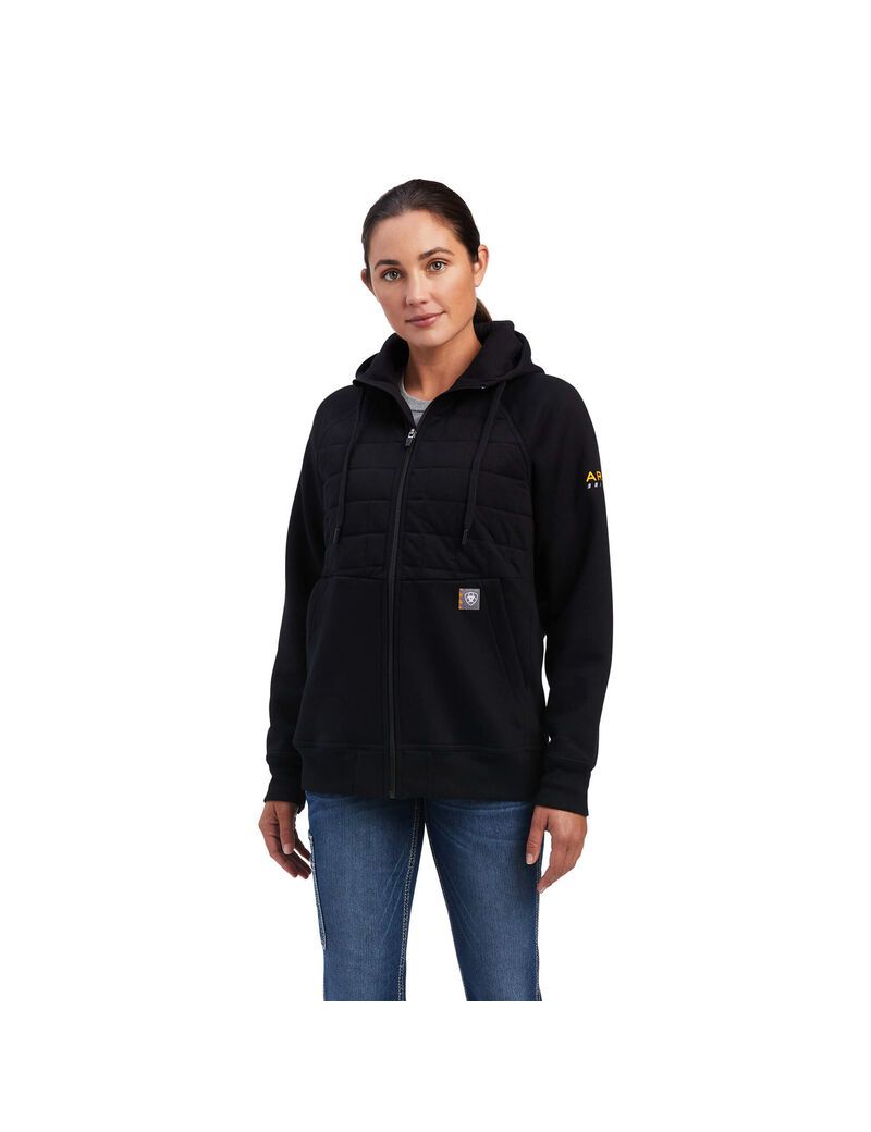 Ariat Rebar Regulator Full Zip Hoodie Black | FLKBDY-124