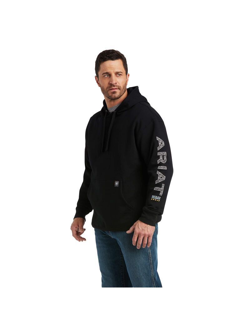 Ariat Rebar Roughneck Pullover Hoodie Black | POEYIQ-048