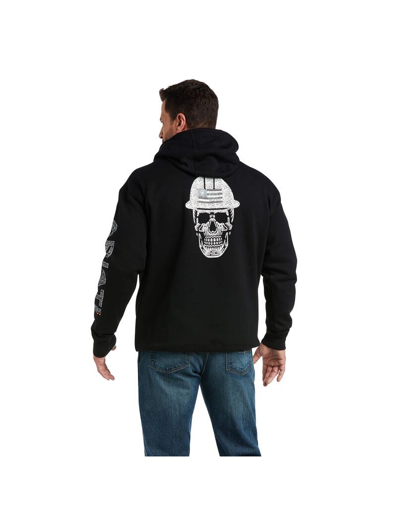 Ariat Rebar Roughneck Pullover Hoodie Black | POEYIQ-048