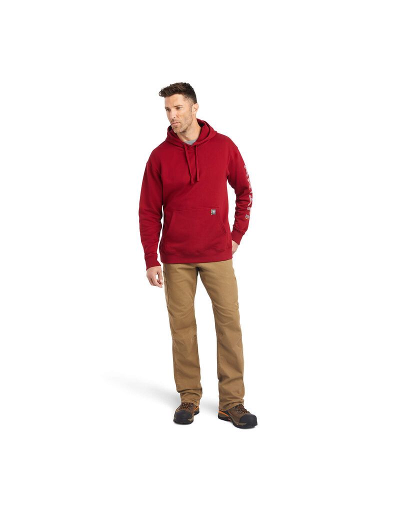 Ariat Rebar Roughneck Pullover Hoodie Rio Red | RUMOTB-738