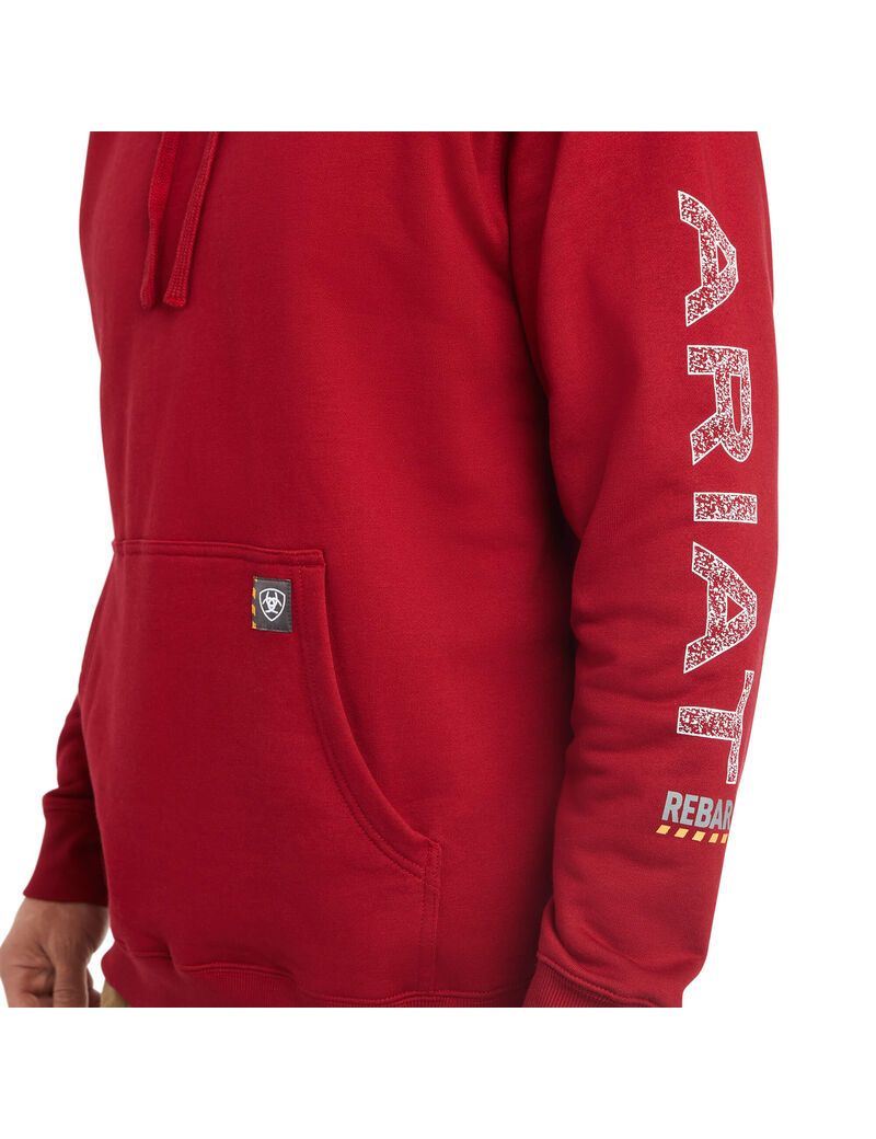 Ariat Rebar Roughneck Pullover Hoodie Rio Red | RUMOTB-738