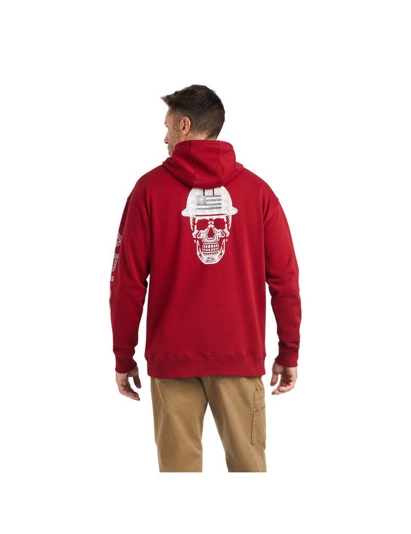 Ariat Rebar Roughneck Pullover Hoodie Rio Red | RUMOTB-738