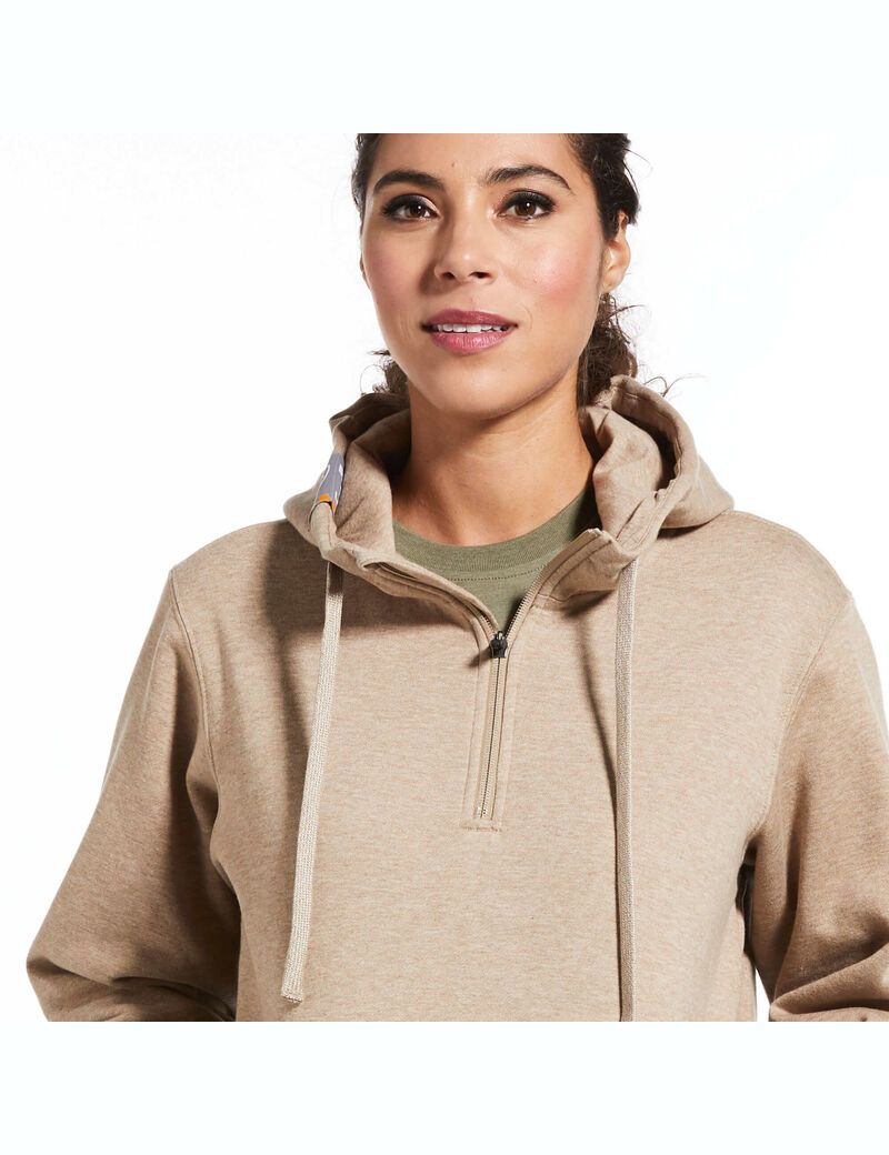 Ariat Rebar Skill Set 1/2 Zip Hoodie Dark Oatmeal Heather | HLQAUG-890