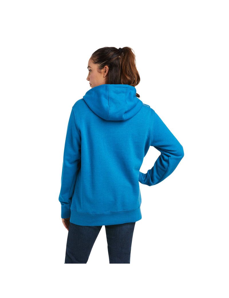 Ariat Rebar Skill Set 1/2 Zip Hoodie Mykonos Blue | TMBHGY-380