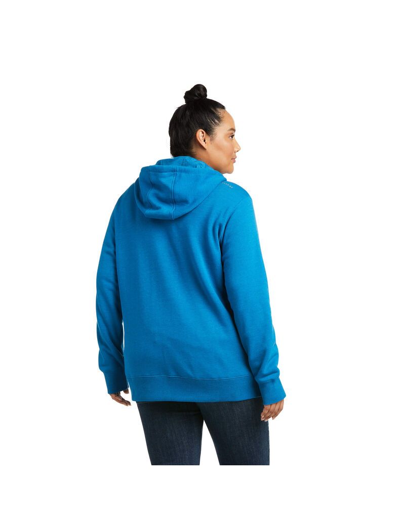 Ariat Rebar Skill Set 1/2 Zip Hoodie Mykonos Blue | TMBHGY-380