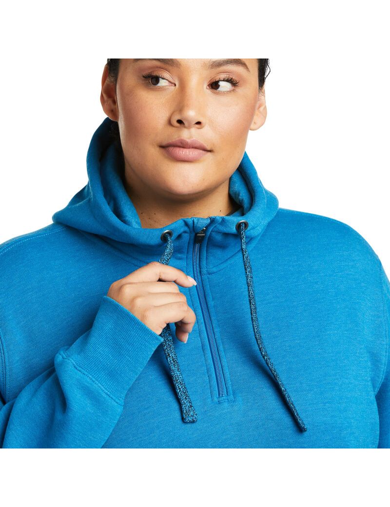 Ariat Rebar Skill Set 1/2 Zip Hoodie Mykonos Blue | TMBHGY-380