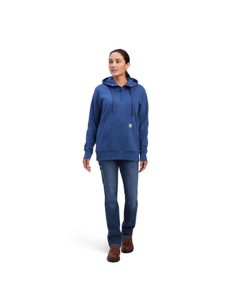 Ariat Rebar Skill Set 1/2 Zip Hoodie True Navy | LQPZKX-452