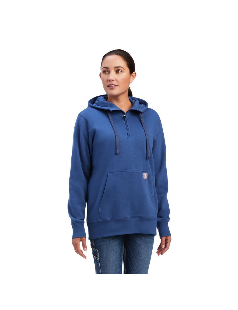 Ariat Rebar Skill Set 1/2 Zip Hoodie True Navy | LQPZKX-452