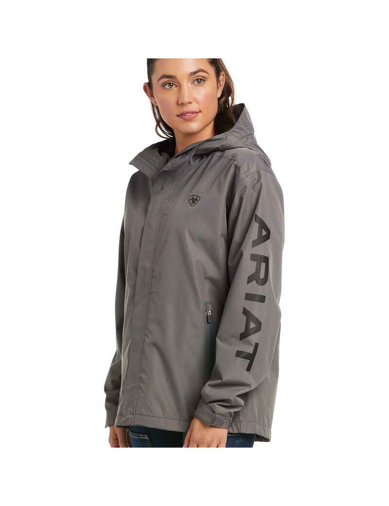 Ariat Rebar Stormshell Logo Waterproof Jacket Rebar Grey/Black | CGVYAE-692