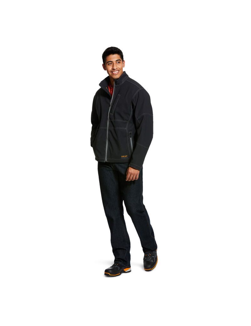 Ariat Rebar Stretch Canvas Softshell Jacket Black | NROMHS-412