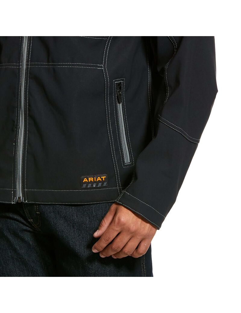 Ariat Rebar Stretch Canvas Softshell Jacket Black | NROMHS-412