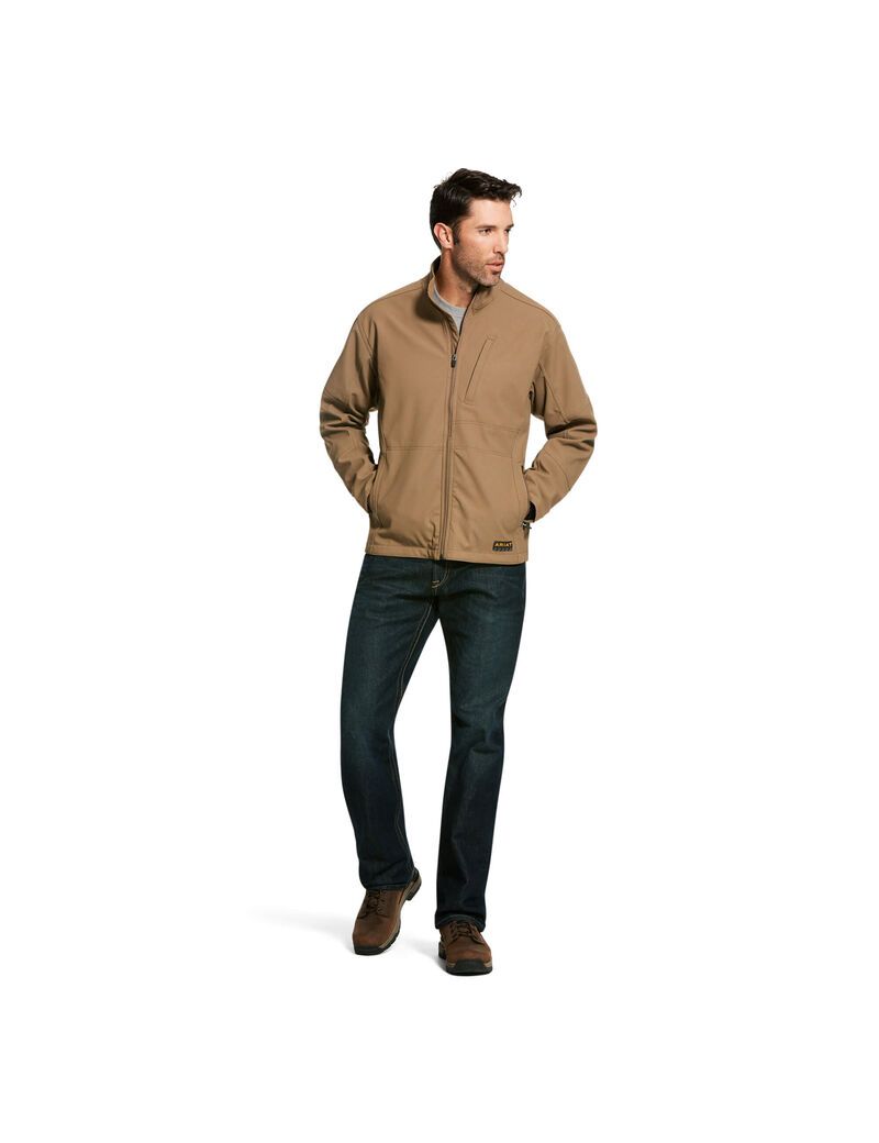 Ariat Rebar Stretch Canvas Softshell Jacket Field Khaki | USXWMI-538