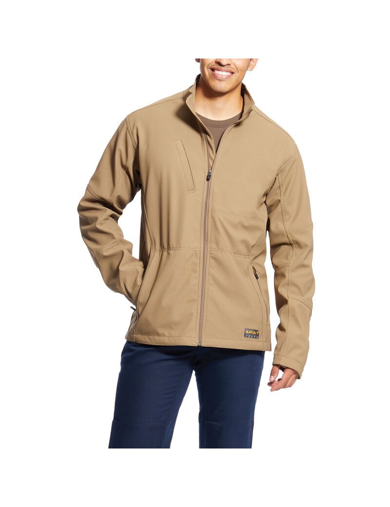 Ariat Rebar Stretch Canvas Softshell Jacket Field Khaki | USXWMI-538