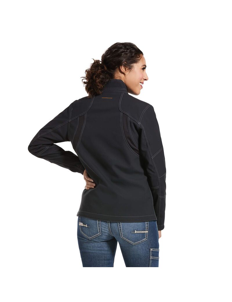 Ariat Rebar Stretch Canvas Softshell Jacket Black | ZGQNFU-539