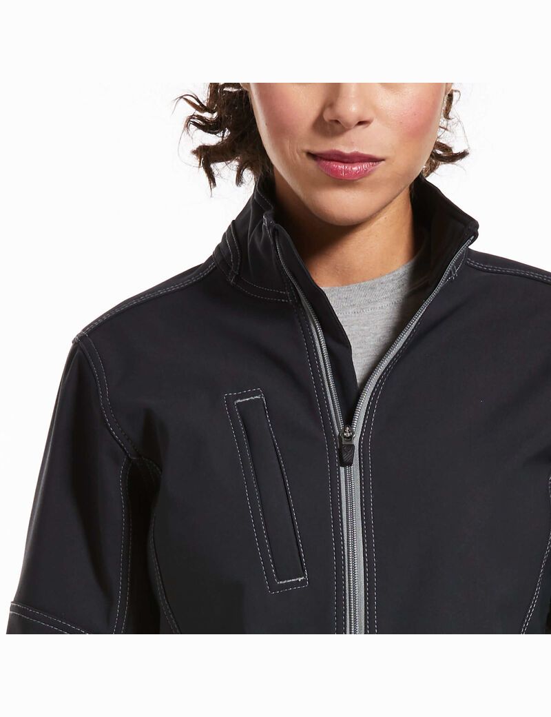 Ariat Rebar Stretch Canvas Softshell Jacket Black | ZGQNFU-539