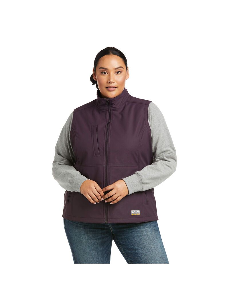 Ariat Rebar Stretch Canvas Softshell Vest Plum Perfect | JHAULI-462