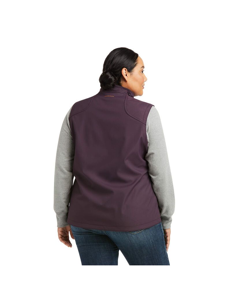 Ariat Rebar Stretch Canvas Softshell Vest Plum Perfect | JHAULI-462