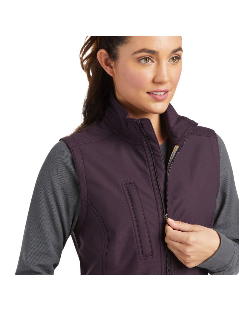 Ariat Rebar Stretch Canvas Softshell Vest Plum Perfect | JHAULI-462