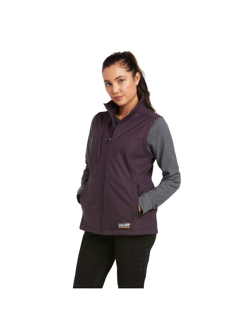 Ariat Rebar Stretch Canvas Softshell Vest Plum Perfect | JHAULI-462