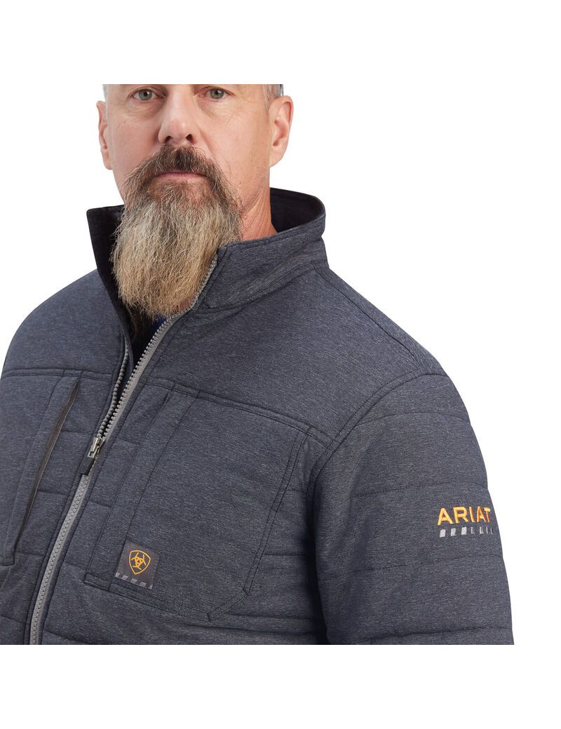 Ariat Rebar Valiant Stretch Canvas Water Resistant Insulated Jacket Charcoal Heather | AYTLFI-432