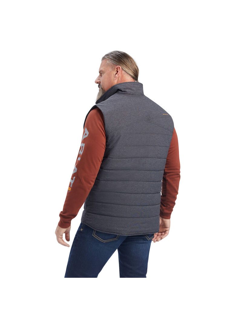 Ariat Rebar Valiant Stretch Canvas Water Resistant Insulated Vest Charcoal Heather | KXGOUH-754