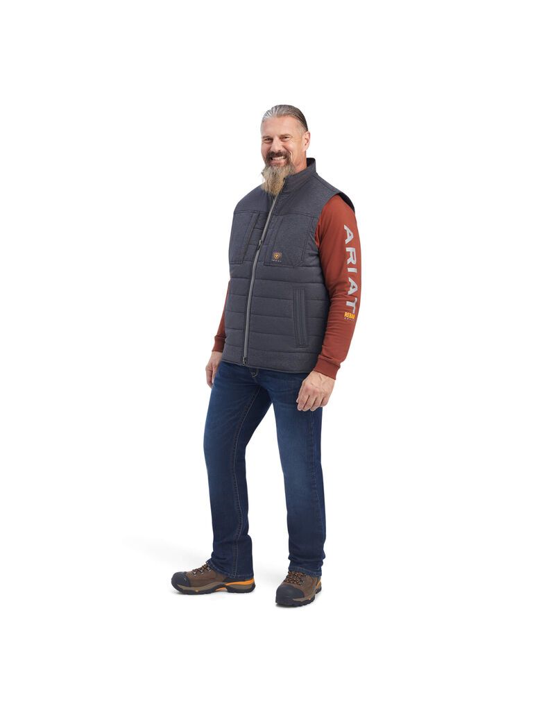 Ariat Rebar Valiant Stretch Canvas Water Resistant Insulated Vest Charcoal Heather | KXGOUH-754