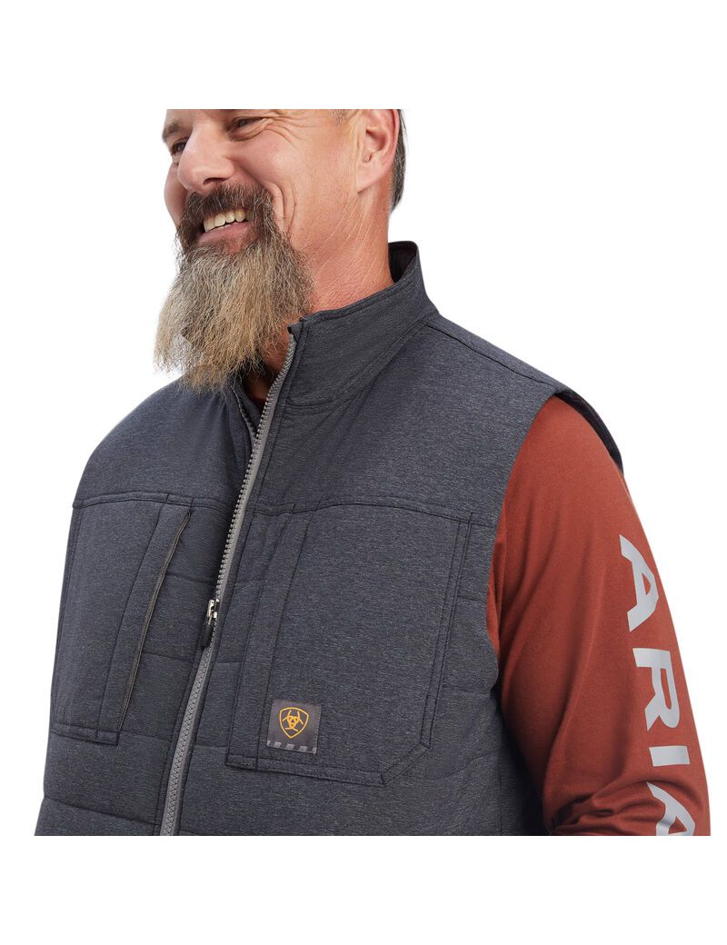 Ariat Rebar Valiant Stretch Canvas Water Resistant Insulated Vest Charcoal Heather | KXGOUH-754