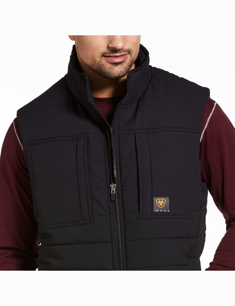 Ariat Rebar Valiant Stretch Canvas Water Resistant Insulated Vest Black | RVALHN-097