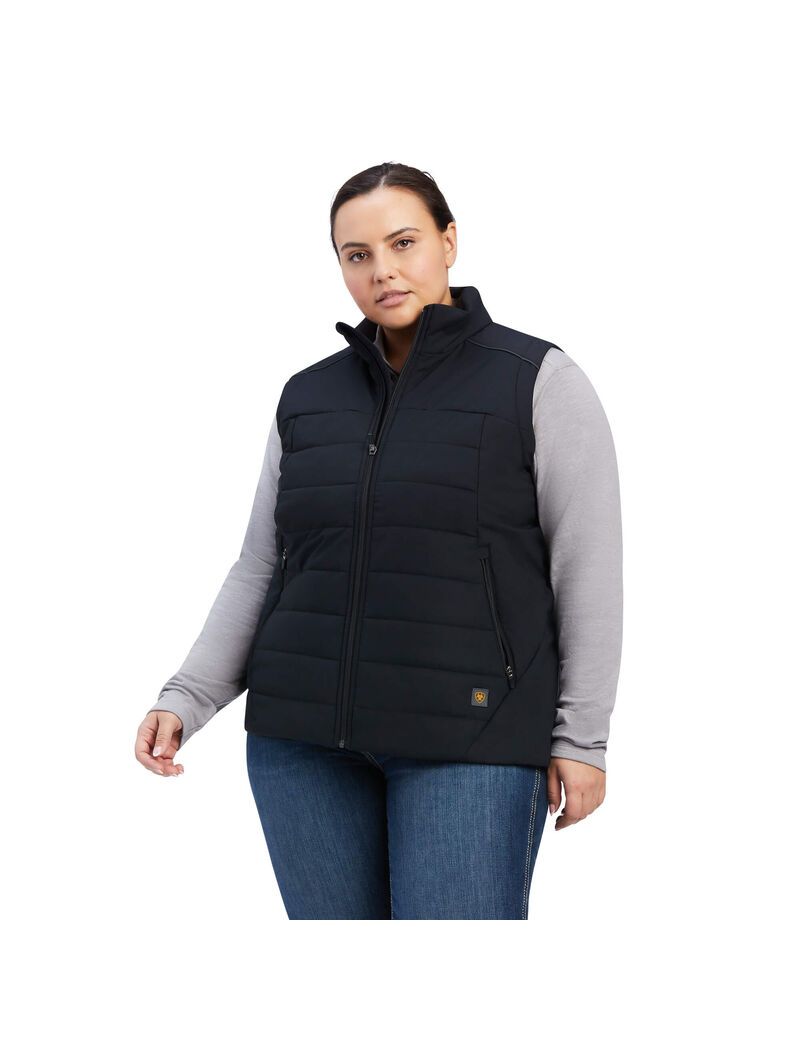 Ariat Rebar Valkyrie Stretch Canvas Insulated Vest Black | SCZRYF-859