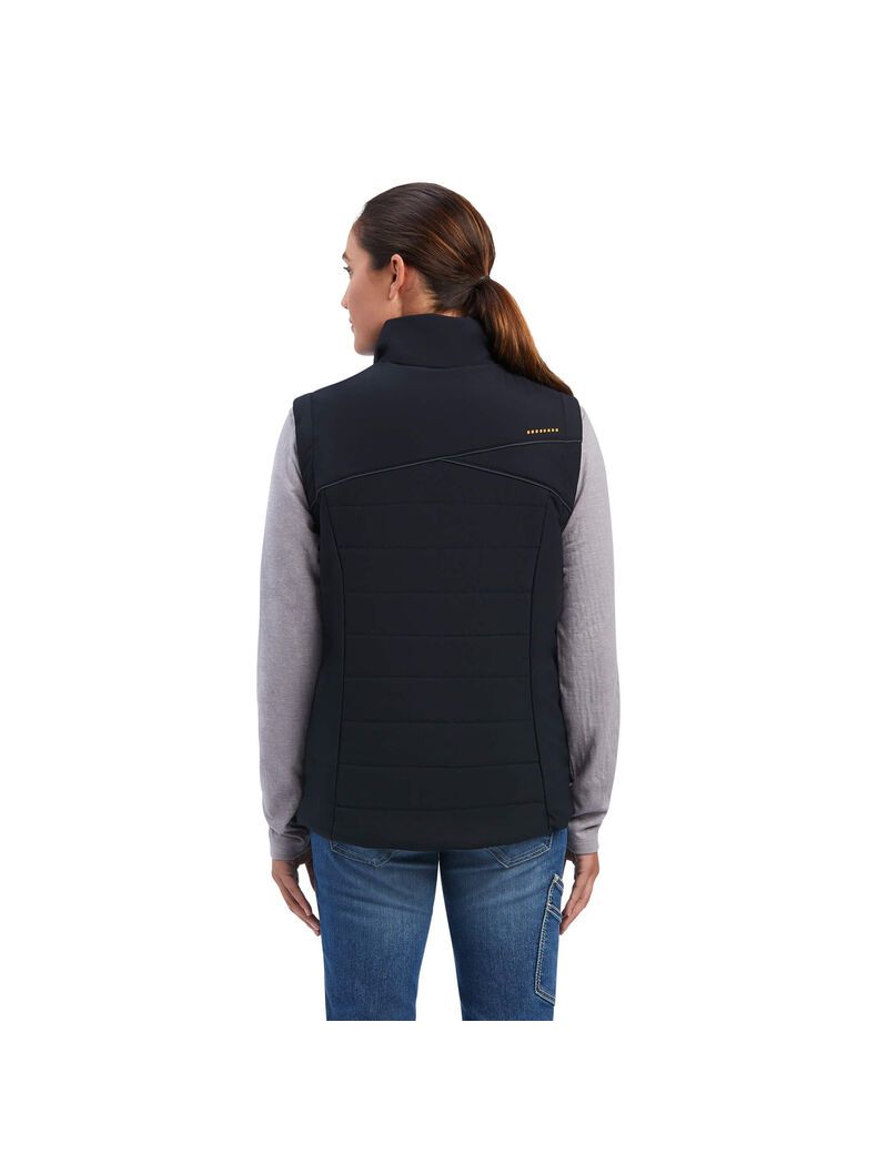 Ariat Rebar Valkyrie Stretch Canvas Insulated Vest Black | SCZRYF-859