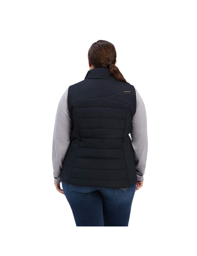 Ariat Rebar Valkyrie Stretch Canvas Insulated Vest Black | SCZRYF-859