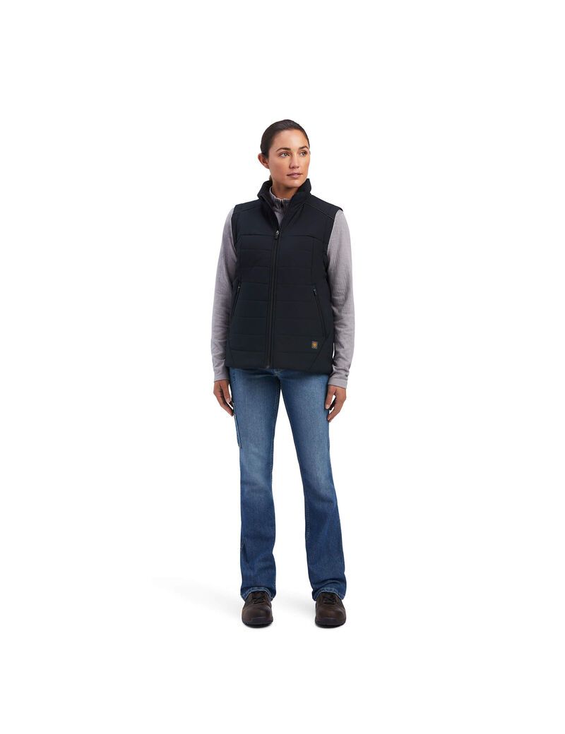 Ariat Rebar Valkyrie Stretch Canvas Insulated Vest Black | SCZRYF-859