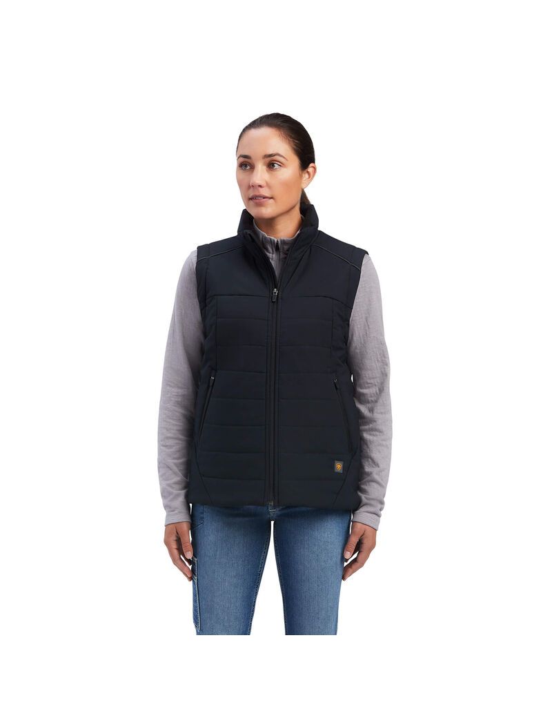 Ariat Rebar Valkyrie Stretch Canvas Insulated Vest Black | SCZRYF-859