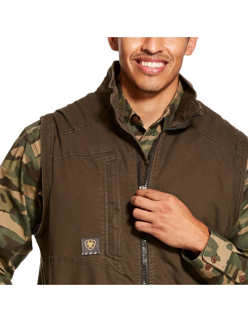 Ariat Rebar Washed DuraCanvas Insulated Vest Wren | RISPAG-619