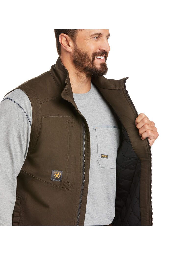 Ariat Rebar Washed DuraCanvas Insulated Vest Wren | RISPAG-619