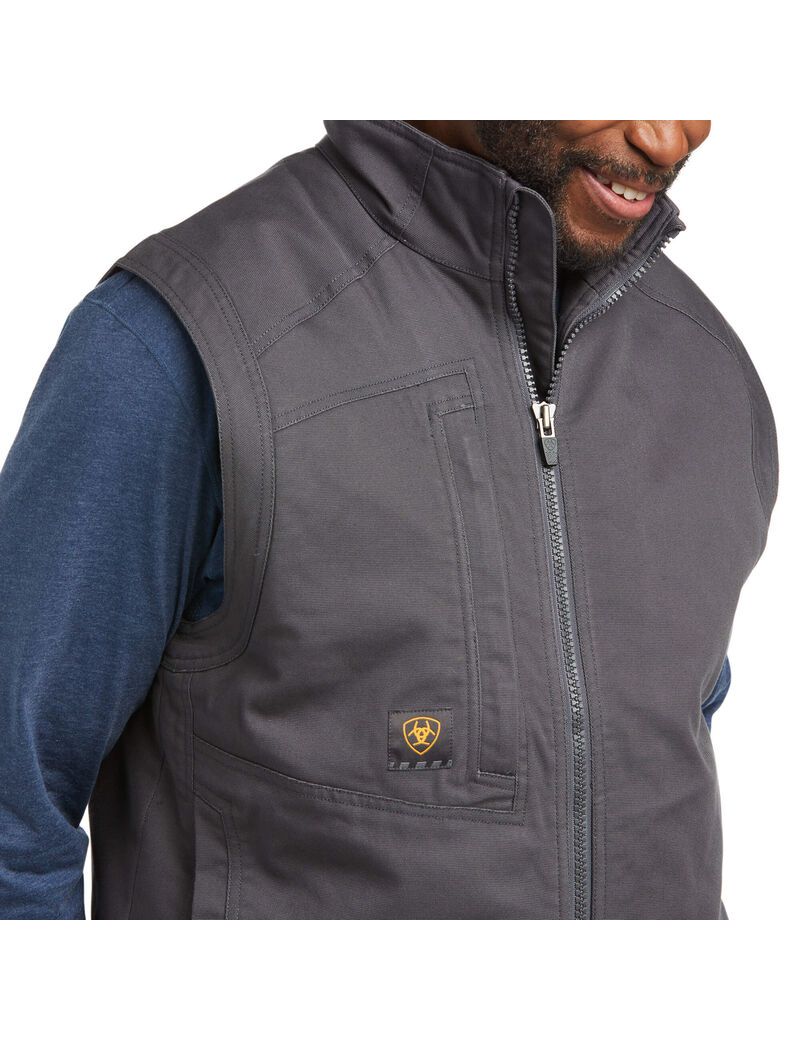 Ariat Rebar Washed DuraCanvas Insulated Vest Rebar Grey | SAXGYB-461