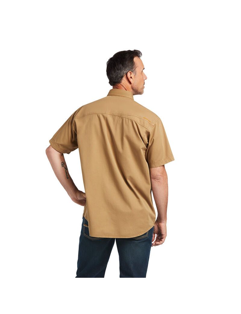 Ariat Rebar Washed Twill Work Shirt Khaki | EHIFMA-380