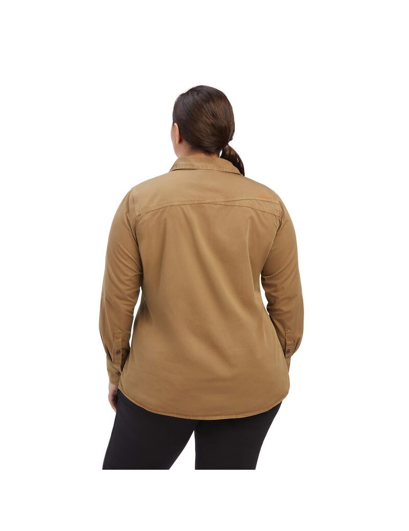 Ariat Rebar Washed Twill Work Shirt Khaki | SOUCDG-957